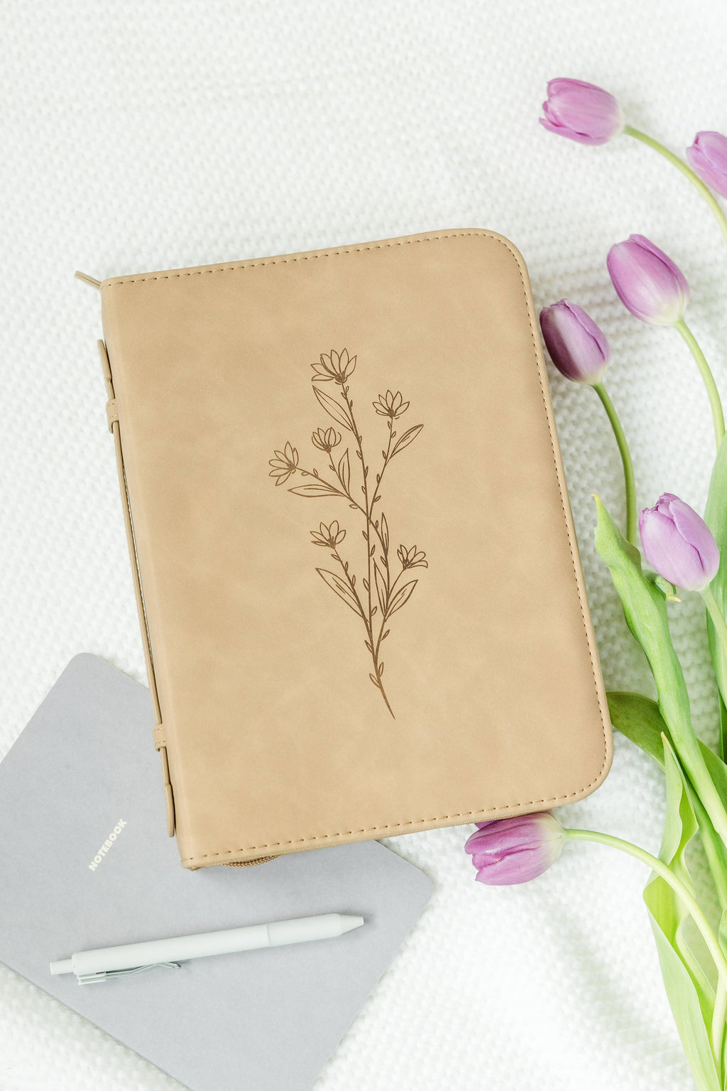 Bible Cover, Bible Case, Book Holder, Floral, Debossed
