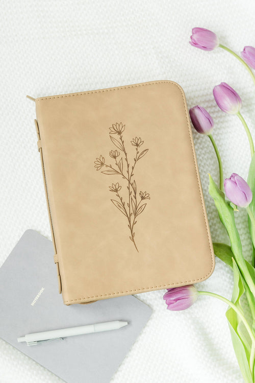 Bible Cover, Bible Case, Book Holder, Floral, Debossed