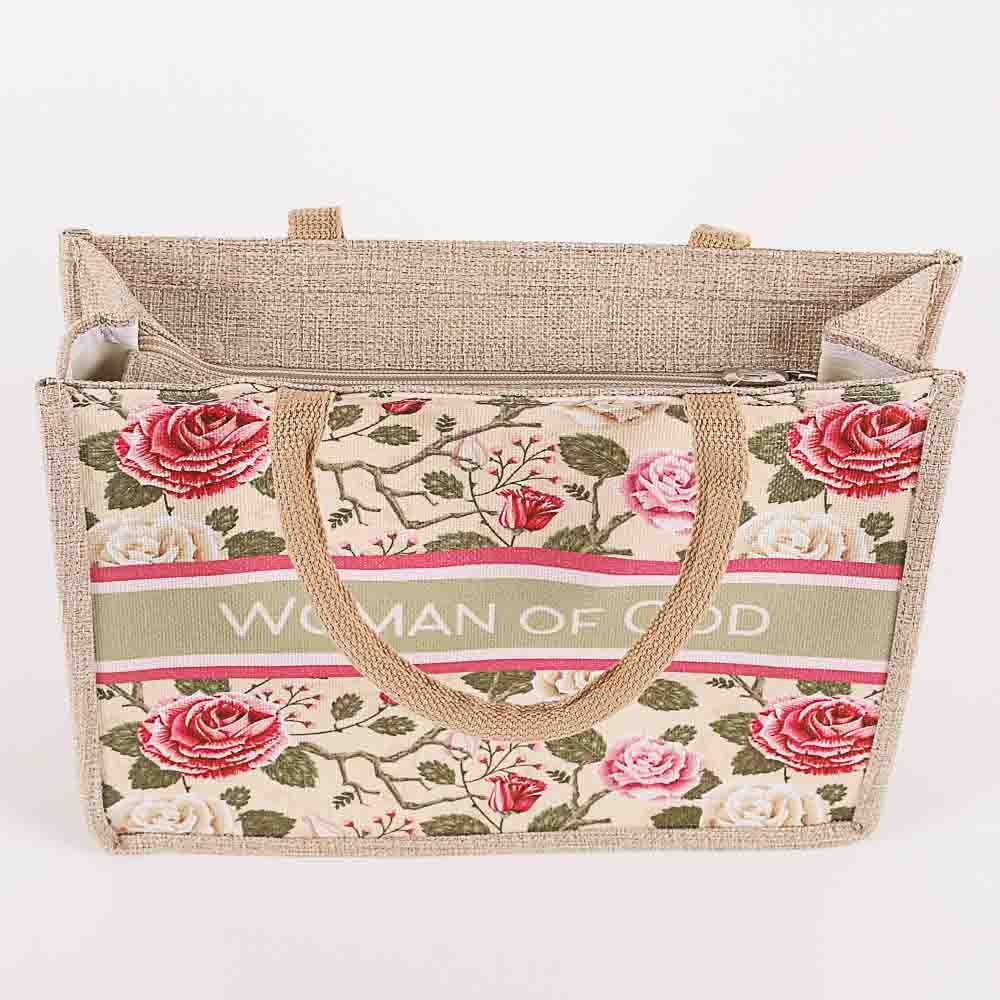 Canvas Woman Of God Floral Tote