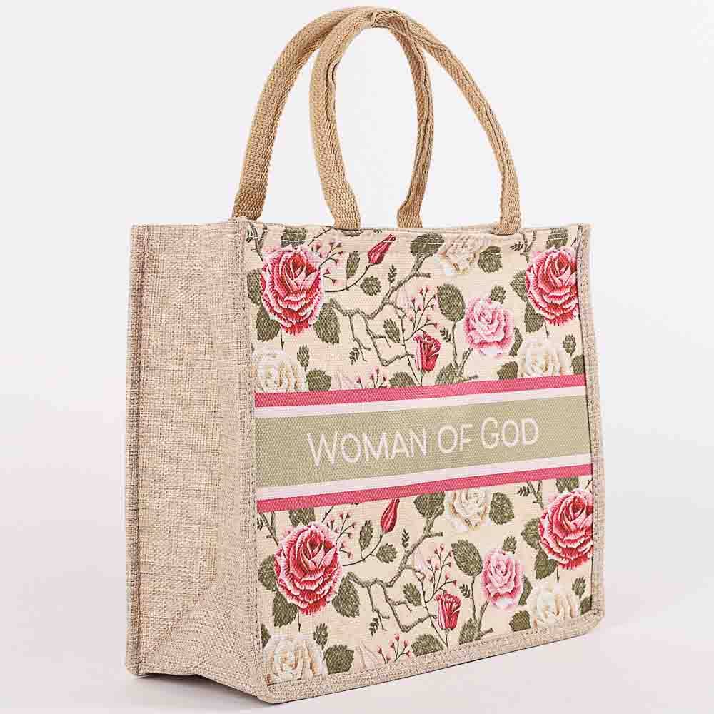 Canvas Woman Of God Floral Tote