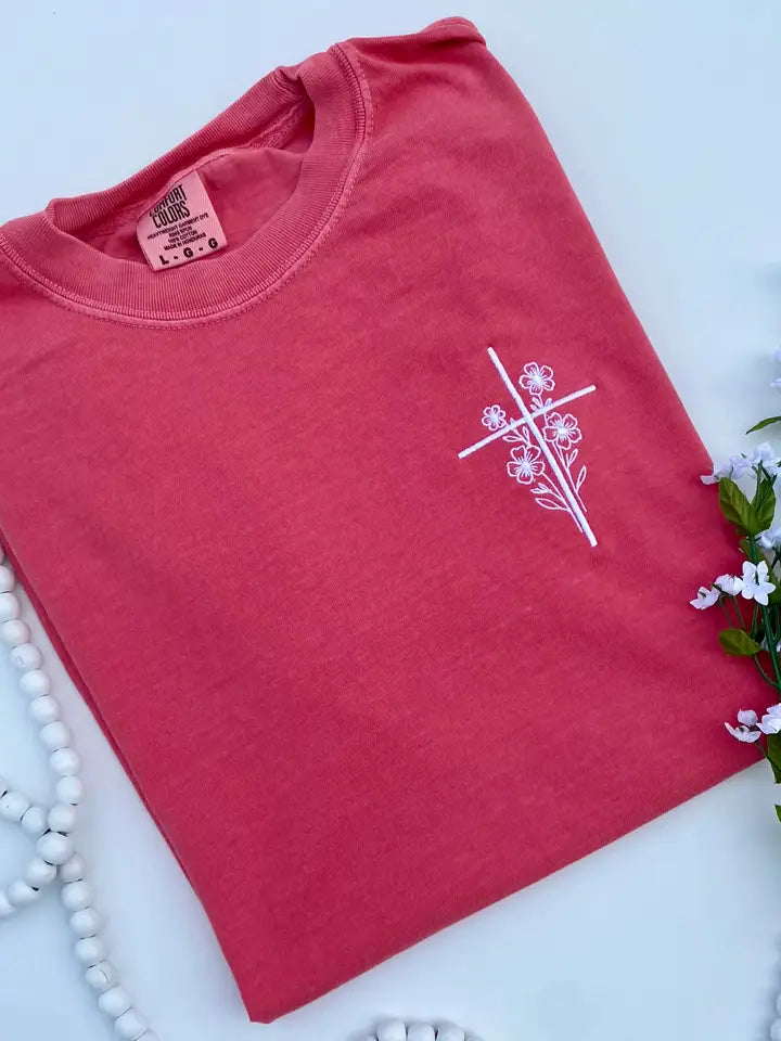 Embroidered Cross Tee