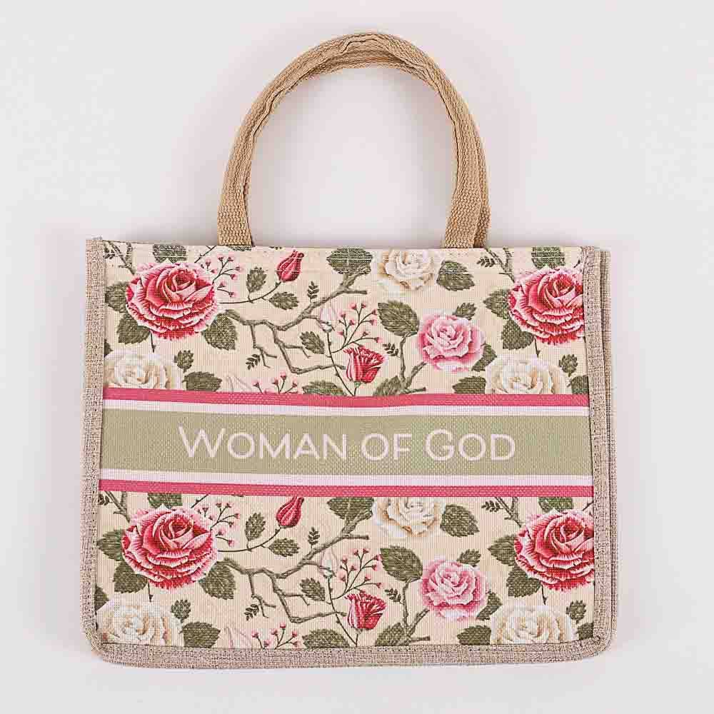 Canvas Woman Of God Floral Tote
