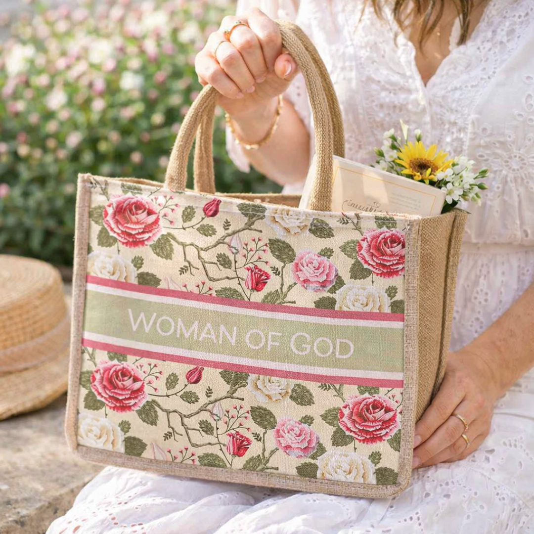 Canvas Woman Of God Floral Tote